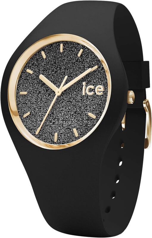 Ice-Watch - ICE Glitter Black - Women's Wristwatch with Silicon Strap, Black/Black, Medium, Medium (40 mm)