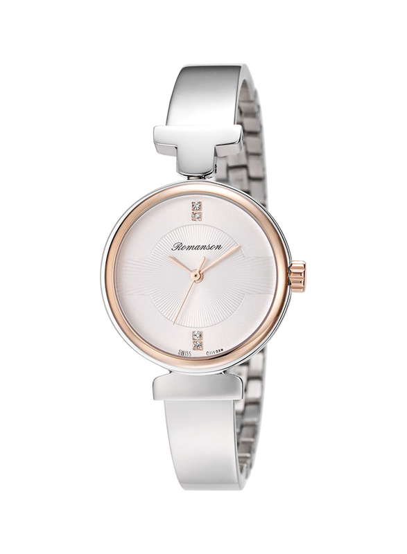 

Romanson Analog Watch for Women with Stainless Steel Band, Water Resistant, RM6A05LLJJASR1, Silver-White