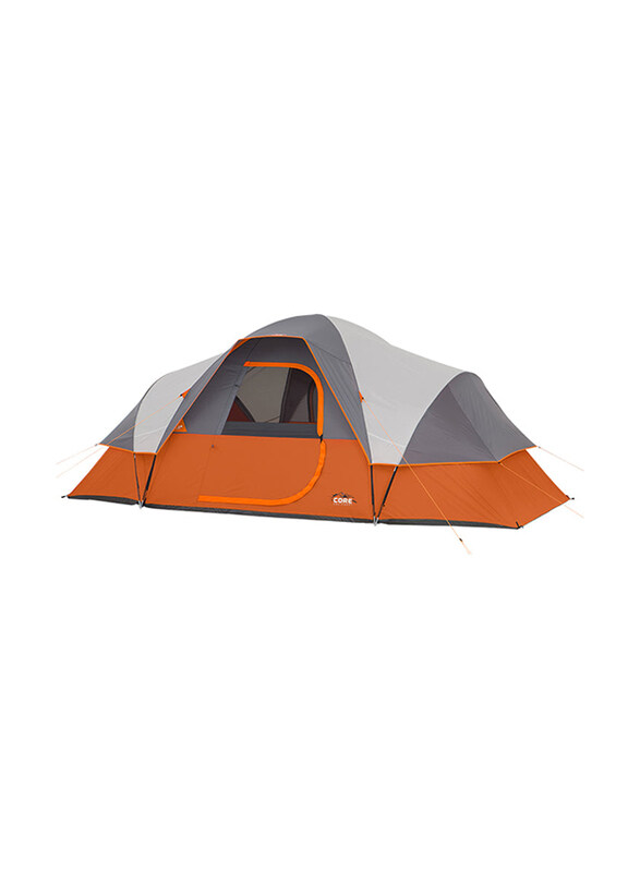 

Core Equipment 9 Person Extended Dome Tent, 16 Feet x 9 Feet, Grey/Orange