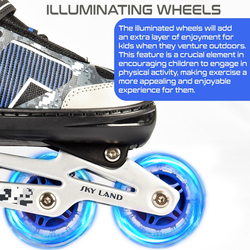 Sky Land Professional Inline Skates with 8 Illuminated Wheels, M, Blue/Black