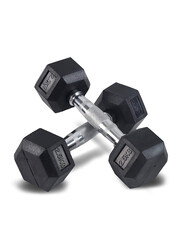 Sky Land Hex Rubber Coated Cast Iron Hexagonal Dumbbells Set, 2 x 2.5KG, Black