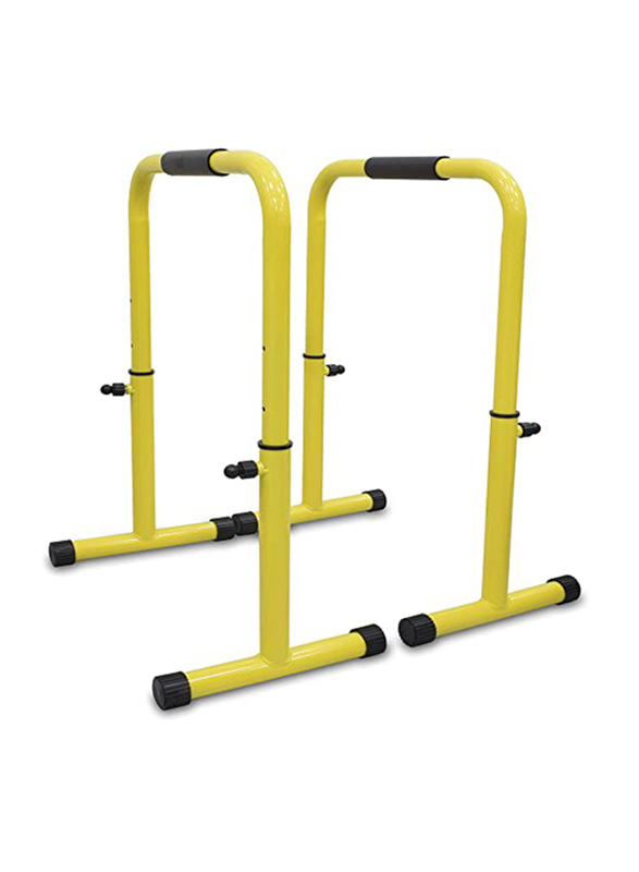 Sky Land Adjustable Height Portable Multifunction Dip Stand Fitness Bar, 2 Piece, Yellow