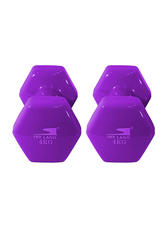 Sky Land Deluxe Vinyl Dumbbells Set, 2 x 4KG, Purple