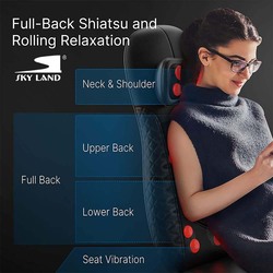 Sky Land Adjustable Height Seat Back Massager with Heat, EM-5227, Black