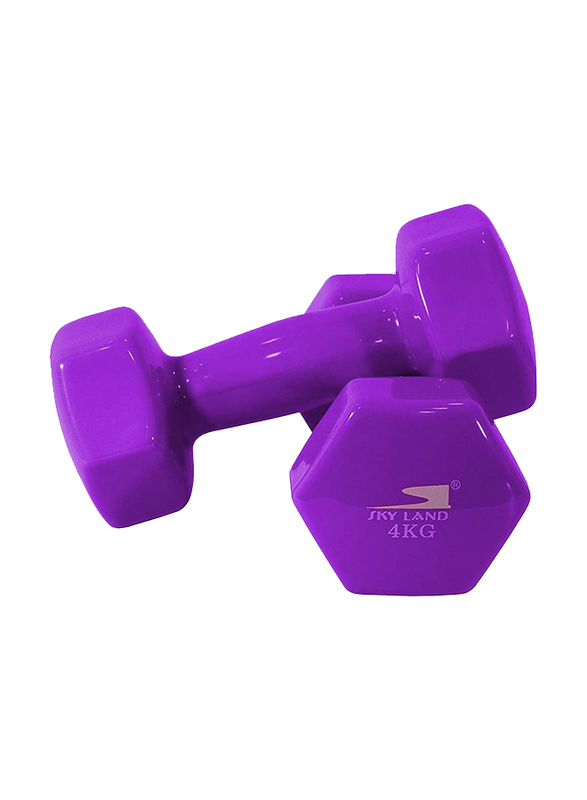 Sky Land Deluxe Vinyl Dumbbells Set, 2 x 4KG, Purple