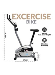 Sky Land Fitness Indoor Cycling​ Magnetic Exercise Bike with Digital Monitor & Resistance Control, EM-1527, Silver/Black