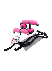 Sky Land Abdominal Wheel with Resistance Bands, Pink