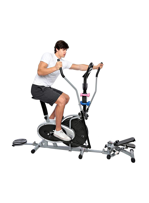 Sky Land 5-in-1 Orbitrek Elliptical Bike with Stepper, Twister & Dumbbell, EM-1133, Black/Grey