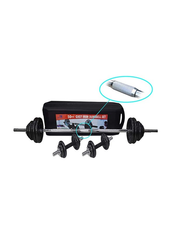 Sky Land Unisex Adult Dumbbell Set, 50KG, EM-9221, Black/Silver