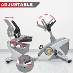 Sky Land Fitness Recumbent Exercise Bike with Digital Monitor & Adjustable Seat, EM-1543, Silver/Grey