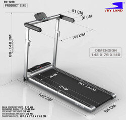 Sky Land 2-in-1 Foldable Treadmill Walking pad 4 HP Peak with 12 Programs, EM-1287, Black/Silver