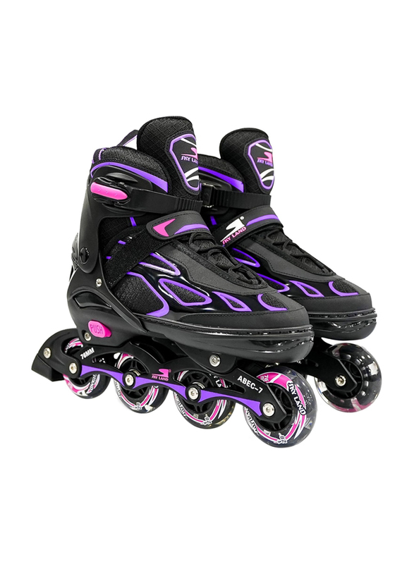 Sky Land Professional Inline Skates with 8 Illuminated Wheels, S, Violet/Black