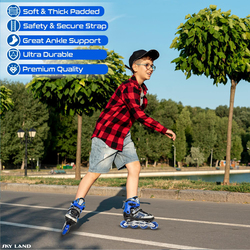 Sky Land Professional Inline Skates with 8 Illuminated Wheels, M, Blue/Black