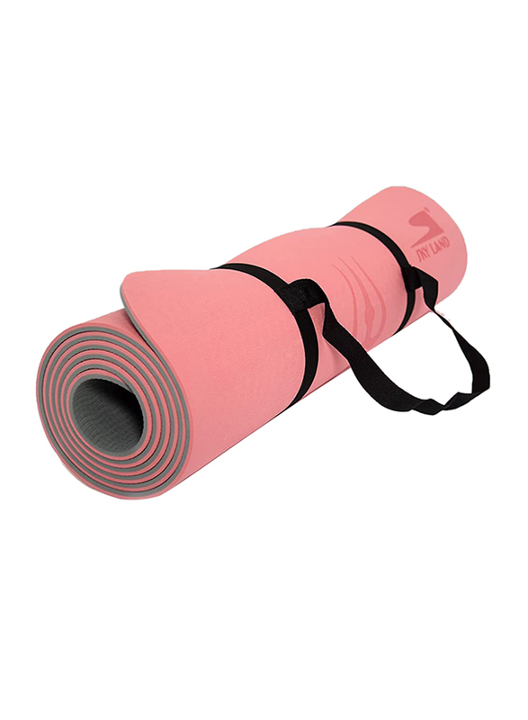 Sky Land Fitness Non-Slip Double Layer Exercise TPE Yoga Mat with Alignment Marks, Peach