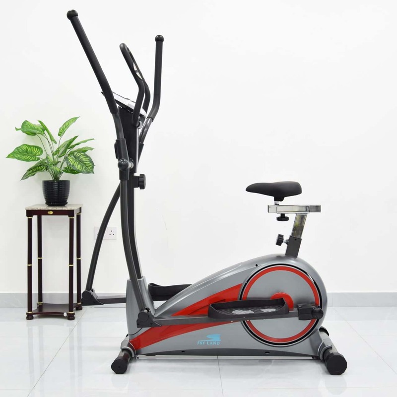 Sky Land Fitness Magnetic Elliptical Exercise Bike for Home, EM-1547, Black/Grey/Red