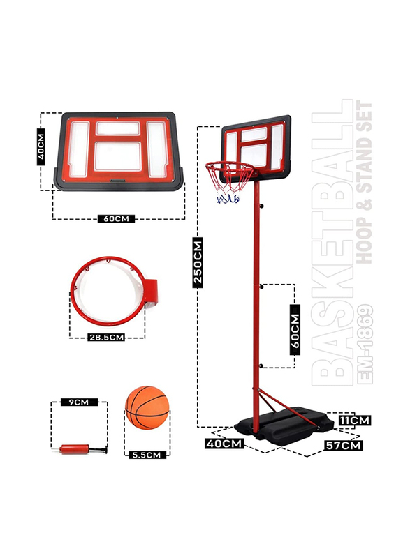 Sky Land Basketball Hoop & Stand Set, 2 Pieces, Ages 5+, Multicolour