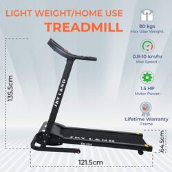 SKY LAND Powerful Motorized, 3 HP Peak Home Use Treadmill With Hydraulic System For Soft Drop System Foldable -EM-1259