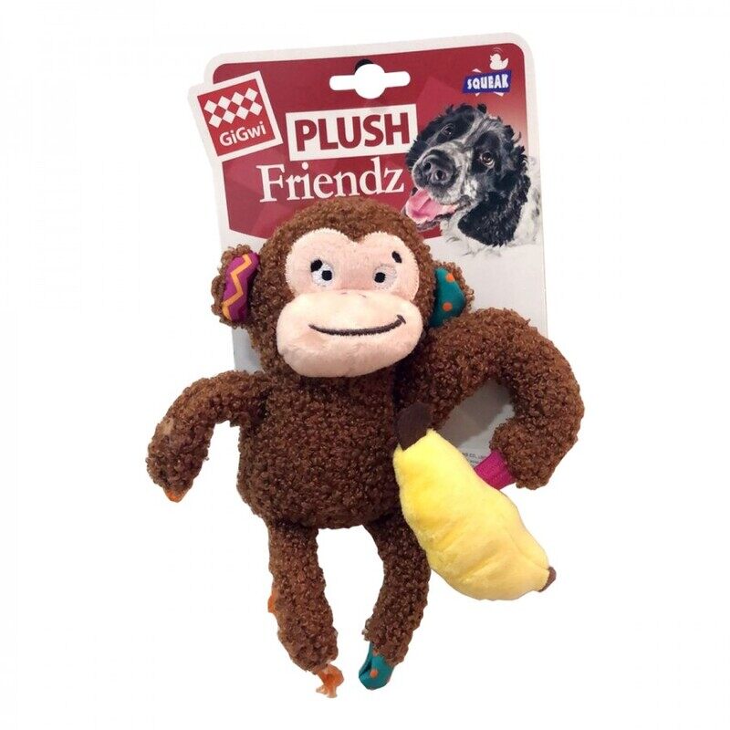 

GiGwi Dog Toy Plush Friendz with Squeaker & Crinkle - Monkey - S/M