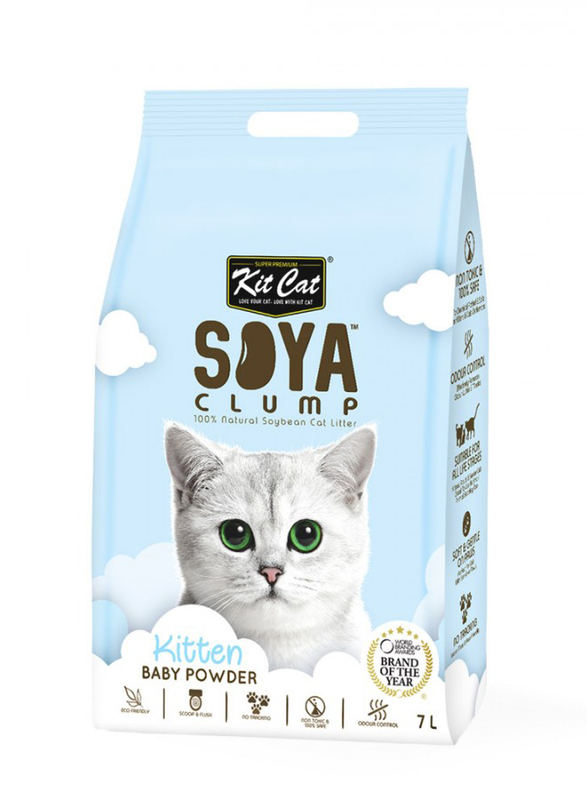 Kit Cat Soya Clump Cat Litter Baby Powder, 7 Liter, White