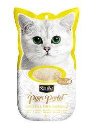 KitCat Purr Puree Chicken & Fiber Flavour Hairball Wet Cat Food, 4 Pack x 15g