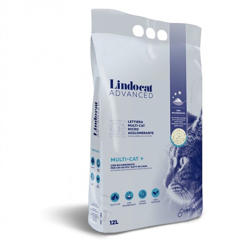 

LINDOCAT Advanced Cat Litter Multi-Cat+ - White Bentonite - Fragrance Free - 12L