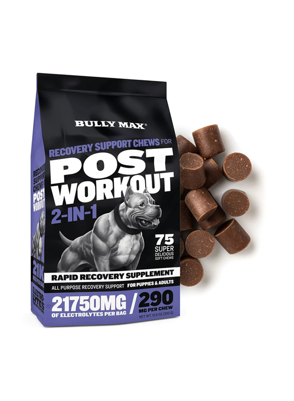 Bully Max Recovery Support Chews for Post Workout, 300g, 75 Chews, Brown
