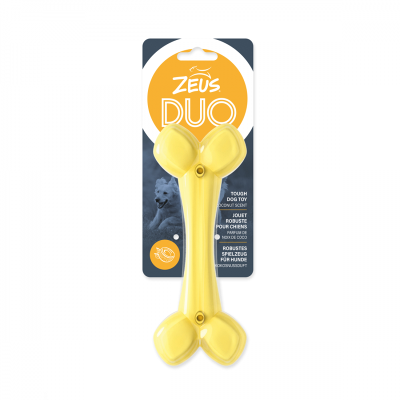 

Zeus Dog Toy Duo Bone with Coconut Scent - Yellow - 18cm