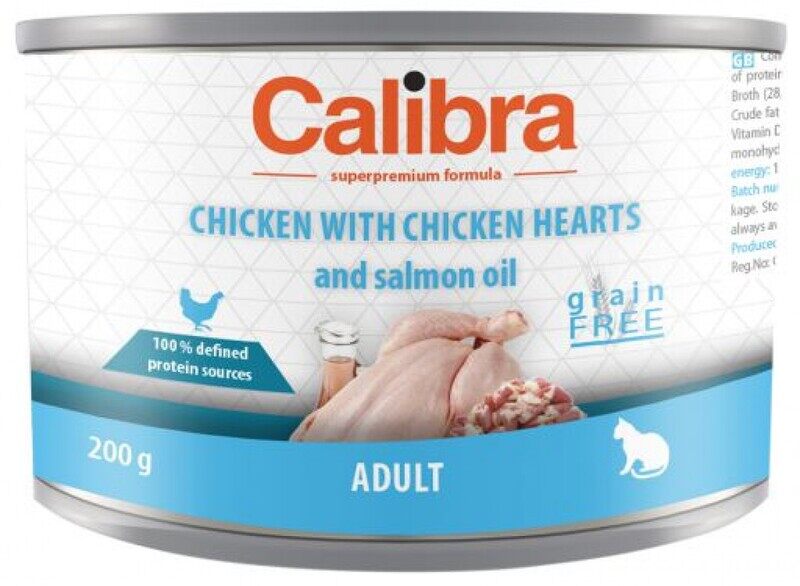 

Calibra Adult Cat - Chicken Hearts & Salmon Oil - Can - BOX - 6*200g