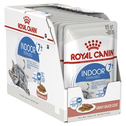 Royal Canin Indoor Sterilised 7+ Gravy Cat Wet Food, 12 x 85g