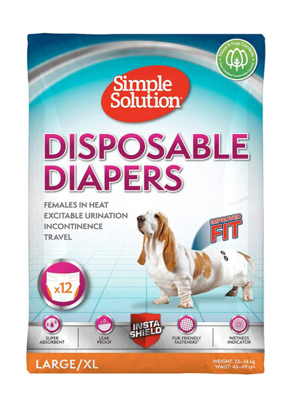 

Simple Solution Dog Disposable Diapers, Extra Large, 12 Pieces, White