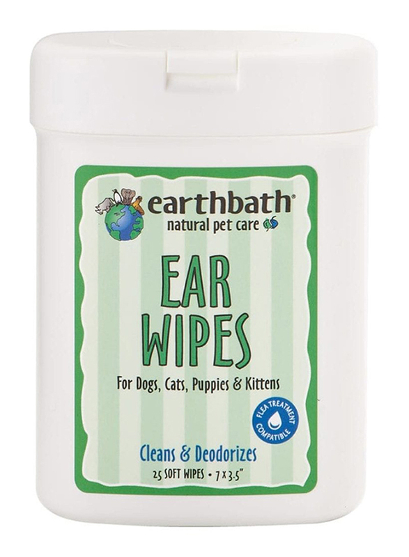 Earth Bath Ear Wipes 25-Piece, M, Green