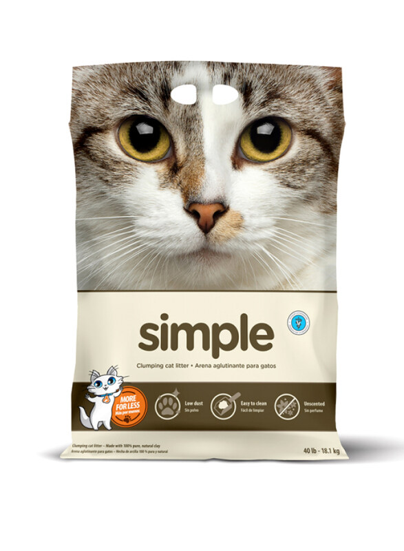 

Intersand Simple Unscented Clumping Cat Litter, 18Kg, Grey