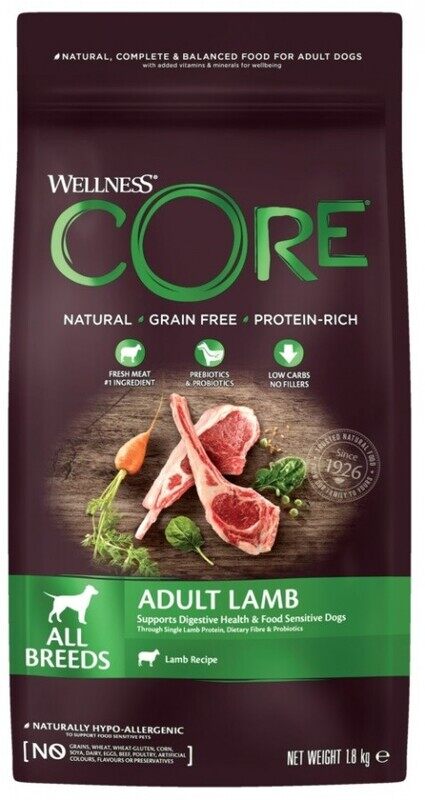 

Wellness CORE Adult Dog - All Breeds - Lamb - 1.8kg