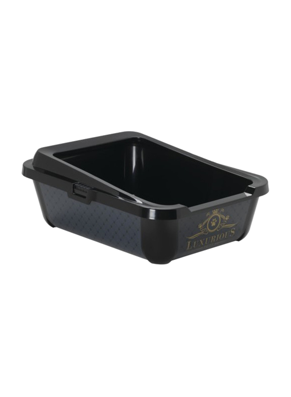 Moderna Hercules Tray Cat Litter Box Opened, Large, Black Lux