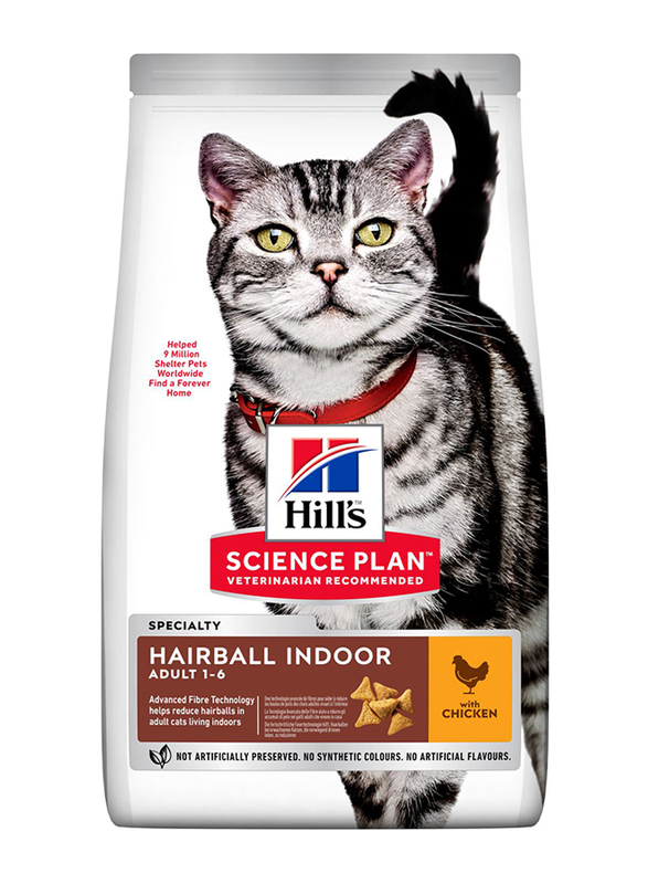 Hill's Science Plan Indoor Hairball Chicken Flavour Dry Adult Cat Food, 1.5Kg