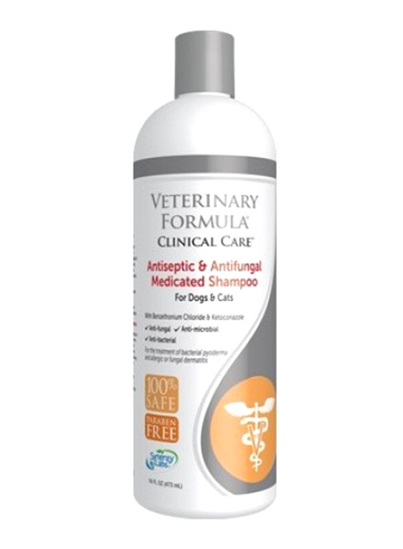 Synergy Labs Veterinary Formula Antiseptic & Antifungal Medicated Shampoo for Dog & Cat, 473ml, White