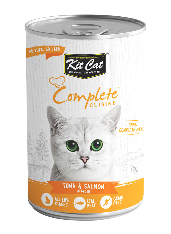 KitCat Cat Complete Cuisine Tuna & Salmon In Broth Can Cat Wet Food, 24 x 150g