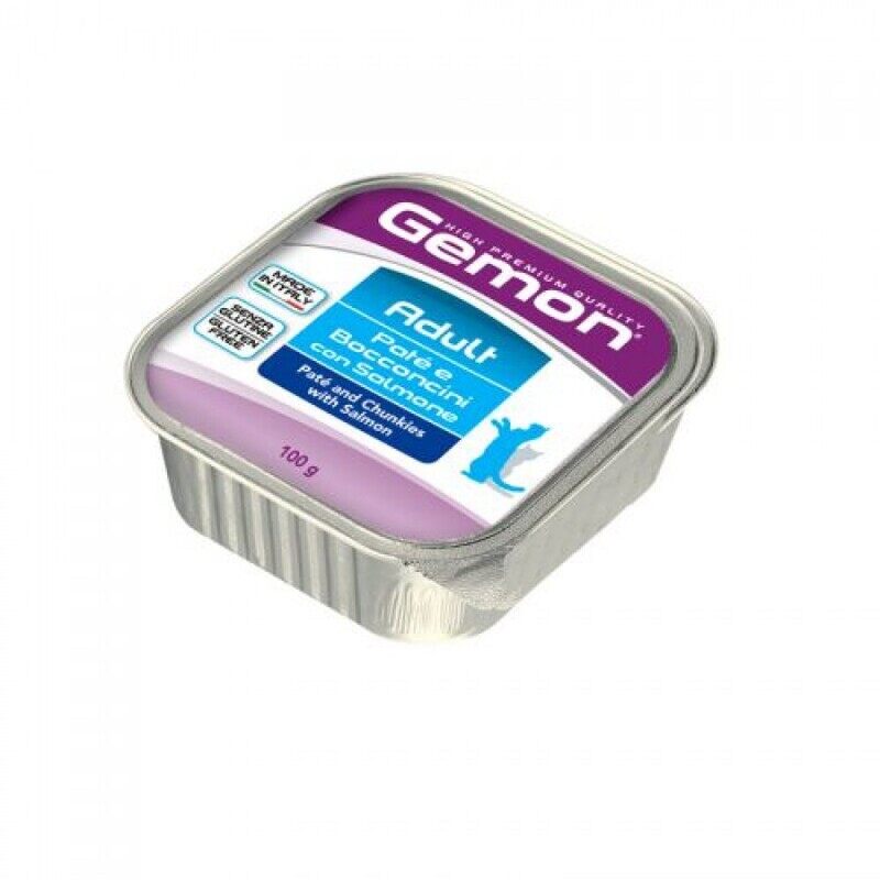 

GEMON Adult Cat Pate/Chunks - Salmon - Tray - BOX - 32*100g