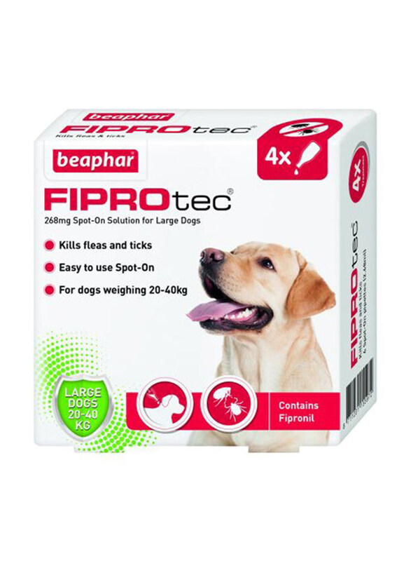 

Beaphar Fiprotec Fleas and Tick Large Dog, 4 Pipettes, White
