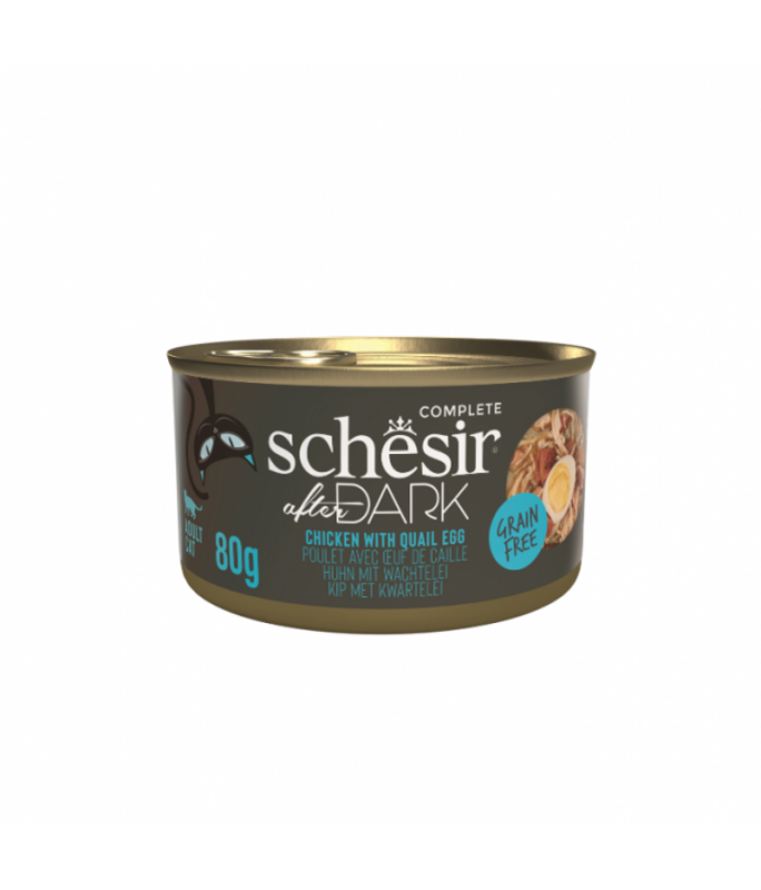 

Schesir After Dark Cat Wholefood In Broth - Chicken With Quail Egg - Can - BOX - 12*80g