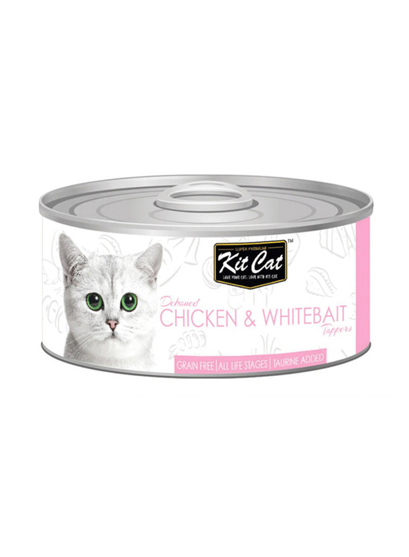 KitCat Cat Deboned Chicken & Whitebait Can Cat Wet Food, 24 x 80g