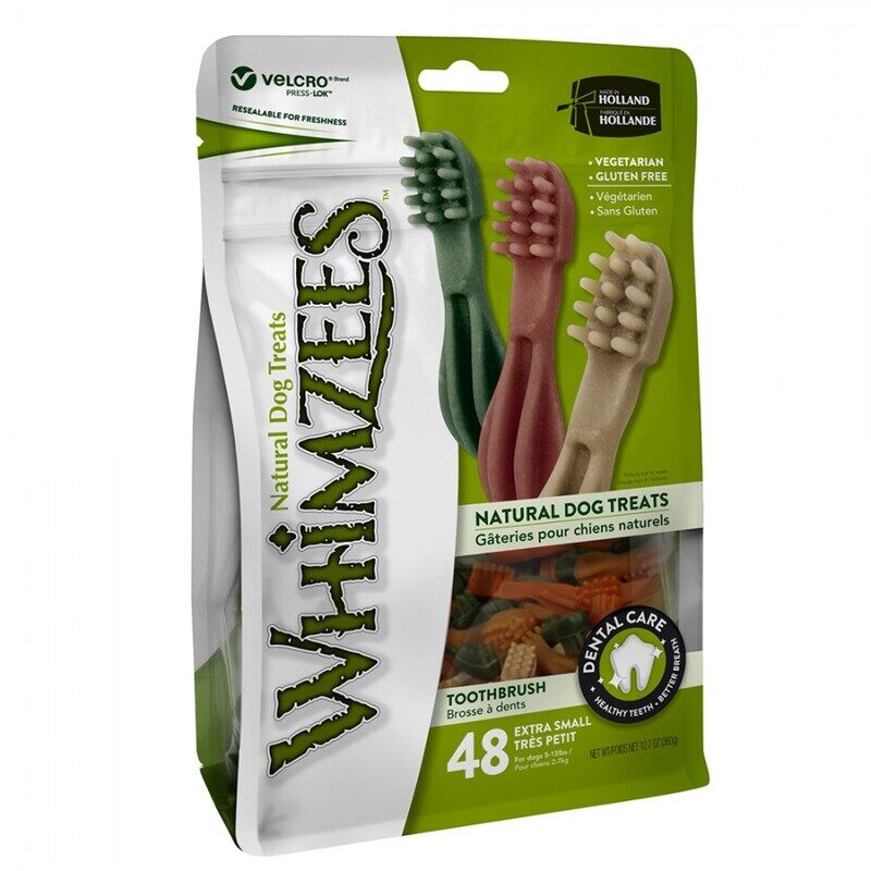 

Whimzees STAR Toothbrush Dog Treat - Mix Brown / Green / Orange - XS - 48pcs