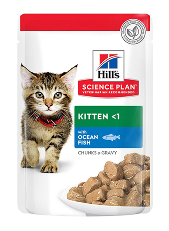 Hill's Science Plan Kitten Ocean Fish Cat Wet Food Pouch Box, 12 x 85g