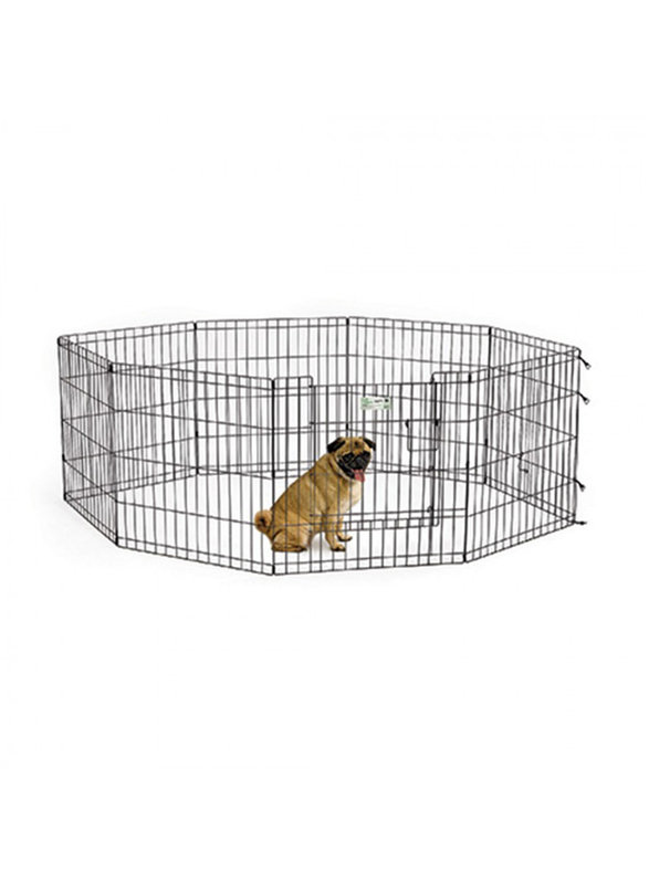 MidWest Exercise Pen + Care Fence, 24inch/60cm, Small, Black