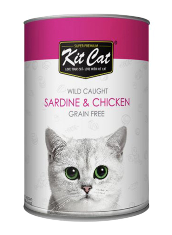 KitCat Wild Caught Sardine & Chicken Flavour Tin Wet Cat Food, 400g