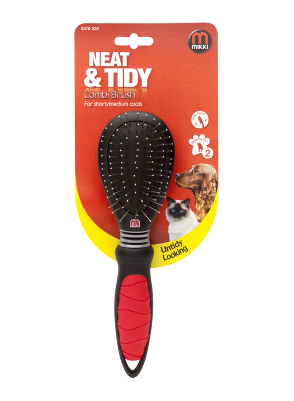 

Mikki Dual Sided Combi Brush For Short & Medium Coat, Large, Black/Red