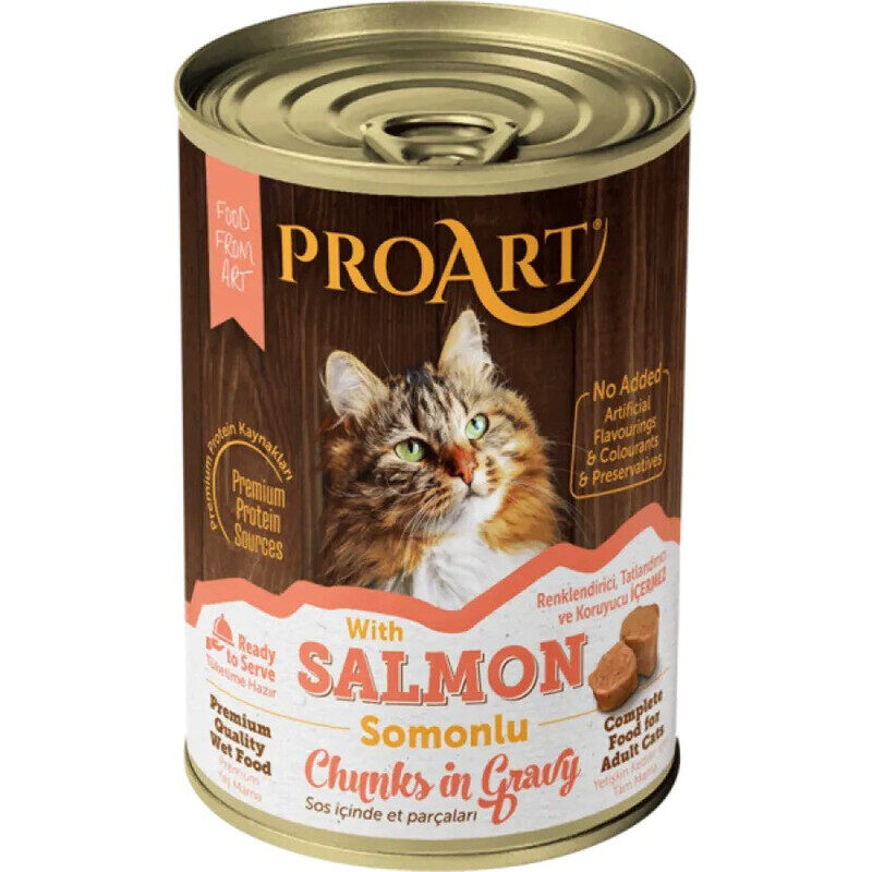 

ProArt Adult Cat Food - Salmon CHUNKS in Gravy - Can - BOX - 24*400g