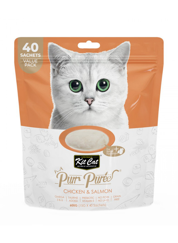 KitCat Purr Puree Chicken & Salmon Flavour Soop Wet Cat Food, 40 Pack x 15g