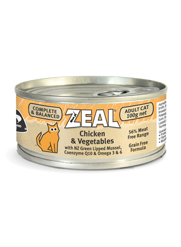 Zeal Chicken & Vegetable Flavour Can Wet Cat Food, 100g