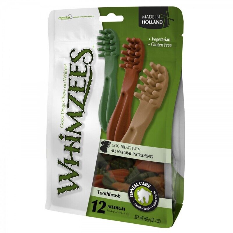 

Whimzees STAR Toothbrush Dog Treat - Mix Brown / Green / Orange - M - 12pcs